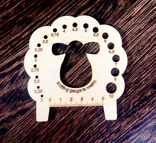 Milward Wooden Sheep Knitting Needle Gauge Size 5cm Ruler - Metric