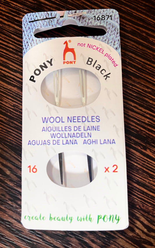Pony Non Nickel Plated Black x 2 Wool Needles